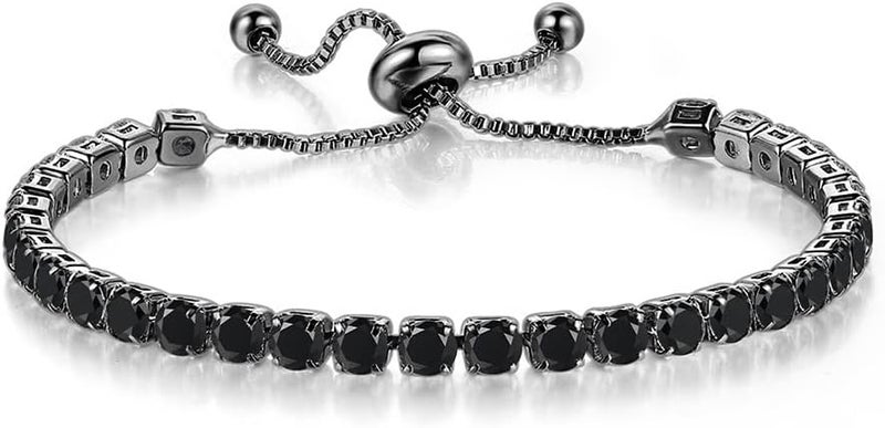 CiNily Adjustable Tennis Bracelets for Women Teen Girls Rainbow Cubic Zirconia Bracelet 14K White Gold Plated Hypoallergenic Slider Bracelet Jewelry Gift - Image 1